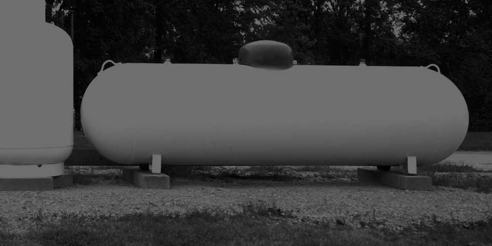 Black and white propane tank