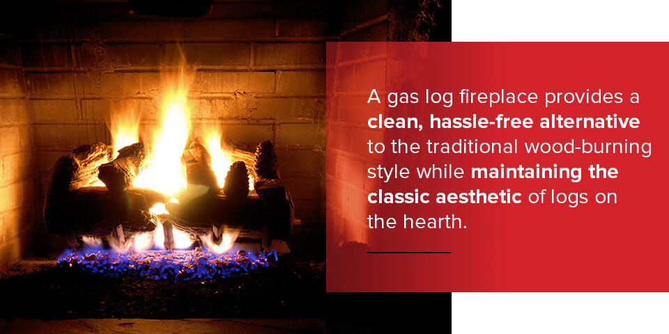Gas log fireplaces provide clean, hassle-free alternative to the classic wood-burning style
