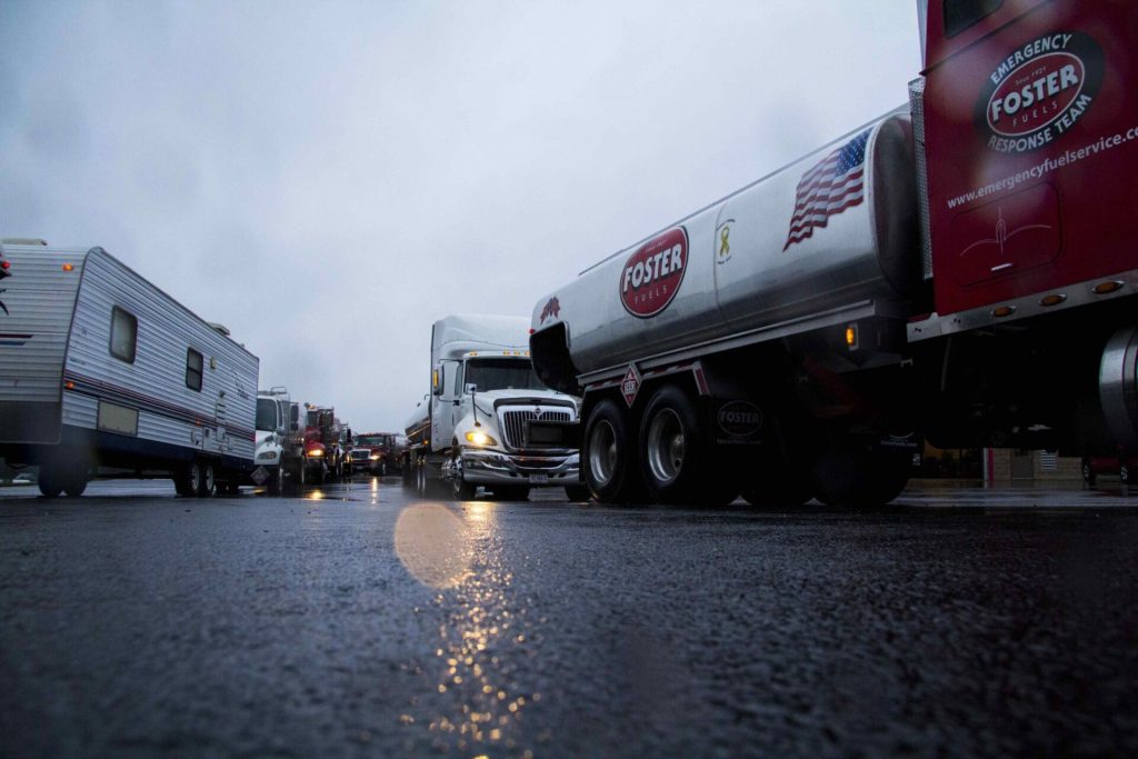 Foster Fuels Trucks lined up in wake of Hurricane Matthew