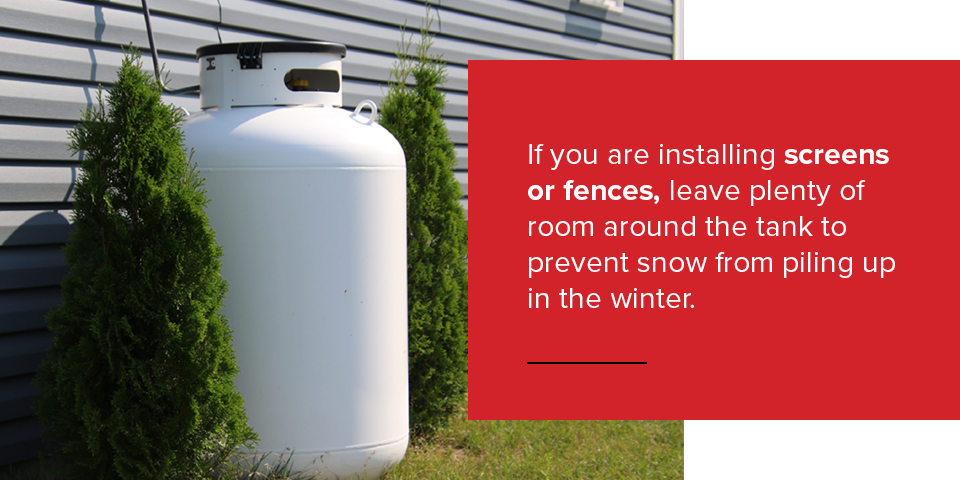 Ensure to leave room around your propane tank to prevent snow piling up